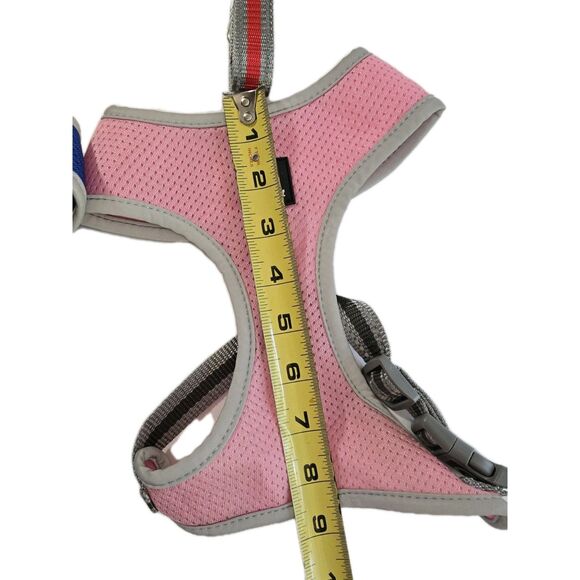 Soft Mesh Adjustable Dog Harness & Leash Set – Medium, Breathable, Pink & Blue - Picture 7 of 10